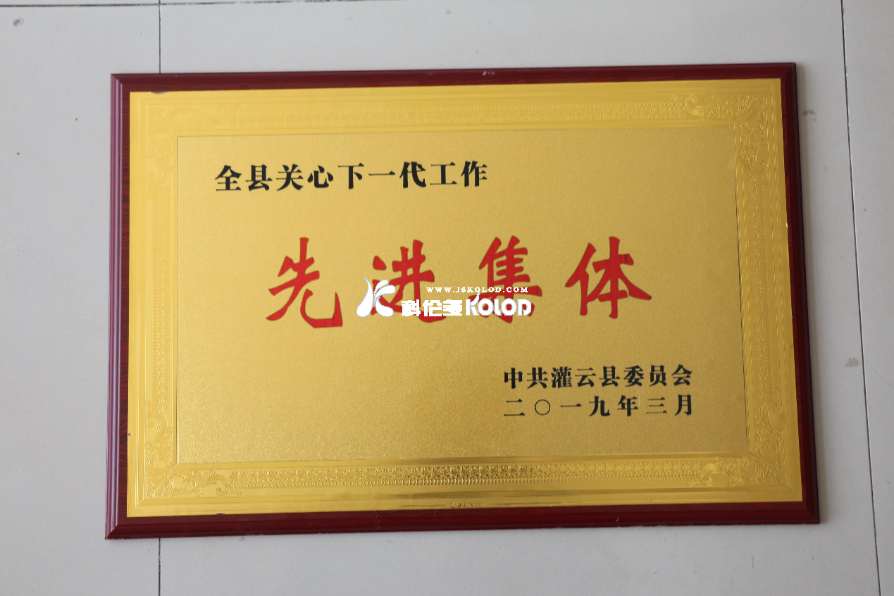 江蘇科倫多榮獲灌云縣2018年度關(guān)心下一代工作先進(jìn)集體榮譽(yù)稱號(hào)